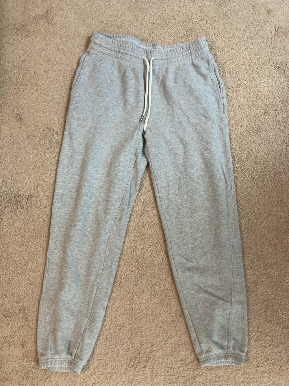 Women's Grey Knit Jogger Pants - Casual Drawstring Sweatpants